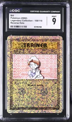 CGC 9 MINT Bill 108/110 Legendary (collection) Reverse Holo Pokemon Card - Image 1