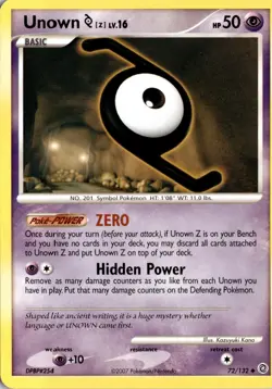 Unown [Z] 72/132 Secret Wonders Pokemon Card TCG - Image 1