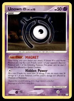 Unown [M] 66/123 Uncommon Mysterious Treasures Pokemon Heavily Played - Image 1