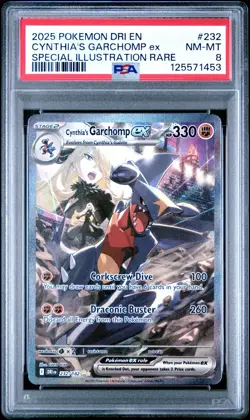 Pokemon TCG Cynthia's Garchomp EX 232/182 SIR Holo Destined Rivals PSA 8 - Image 1