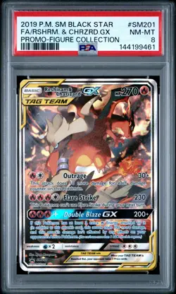 2019 POKEMON SM BLACK STAR PROMO #SM201 FULL ART/RESHIRAM & CHARIZARD GX PSA 8 - Image 1