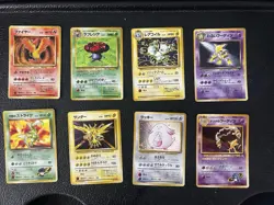 Vintage Japanese Pokemon Holo Lot 8 Cards Alakazam Moltres Magneton Scyther Etc - Image 1