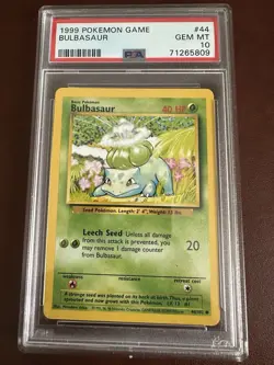 Pokemon Bulbasaur Base Set Unlimited Card PSA 10 044/102 - Image 1