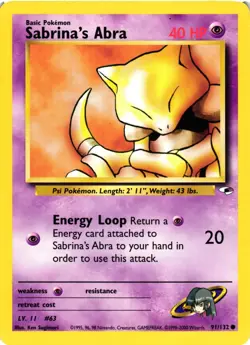 Pokemon TCG Sabrina's Abra 91/132 Common Gym Heroes Unlimited LP/MP - Image 1