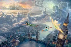 Thomas Kinkade Tinker Bell and Peter Pan Fly To Neverland Night Light New in Box - Image 1