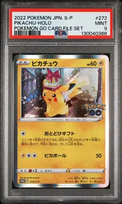 2022 POKEMON JAPANESE S PROMO POKEMON GO CARD FILE SET #272 PIKACHU-HOLO PSA 9 - Image 1