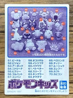 Pokemon Kids' Mini Card Abra Nintendo Bandai Pocket Monsters 1997 Japan - Image 2