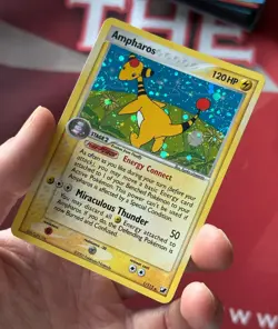AMPHAROS 1/115 EX Unseen Forces DOUBLE HOLO SWIRL rare Pokemon TCG card NM+ - Image 2