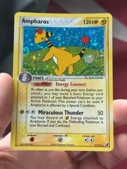 AMPHAROS 1/115 EX Unseen Forces DOUBLE HOLO SWIRL rare Pokemon TCG card NM+ - Image 3
