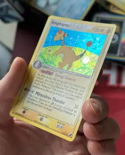 AMPHAROS 1/115 EX Unseen Forces DOUBLE HOLO SWIRL rare Pokemon TCG card NM+ - Image 4