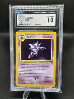 CGC 10 GEM MINT Haunter 1999 Fossil 6/62 Holo Pokemon Card - Image 1