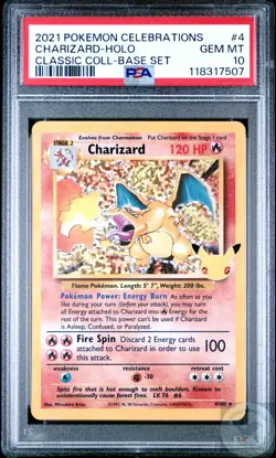 PSA 10 Charizard Holo #4 SWSH Celebrations Classic Collection Base Set Pokemon - Image 1