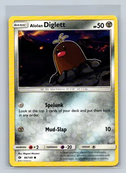 Alolan Diglett #86/149 SM Base Set Common - Pokemon Card D32 - Image 1