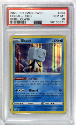Eiscue Holo Rare 2020 Pokemon Sword & Shield Rebel Clash #054 PSA 10 Pop 14 - Image 1