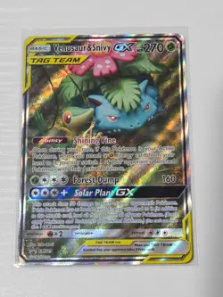 Pokemon TCG Venusaur and Snivy GX SM229 Full Art Tag Team Black Star Promo LP - Image 2
