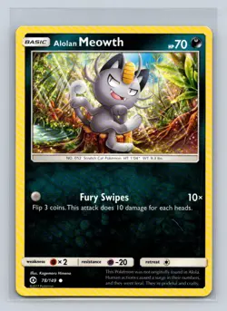 Alolan Meowth #78/149 SM Base Set Common - Pokemon Card D32 - Image 1