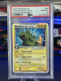 2006 POKEMON EX DRAGON FRONTIERS #99 TYRANITAR EX-HOLO PSA 8 - Image 1