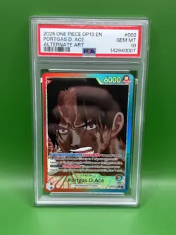 2025 ONE PIECE OP13-CARRYING ON HIS WILL ALTERNATE ART PORTGAS D. ACE PSA 10 - Image 1
