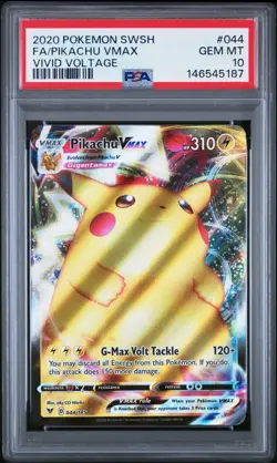 Pokemon Pikachu TCG VMAX Vivid Voltage Holo Ultra Rare Card 044/185 PSA 10 GM - Image 1