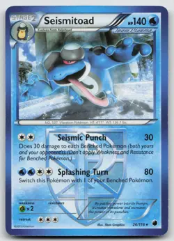 Seismitoad (Team Plasma) 26/116 Plasma Freeze Rare Pokemon TCG Card - Image 1