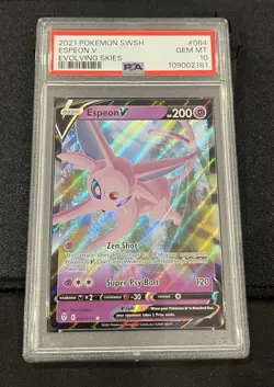 Pokemon Espeon V 064/203 #64 SWSH Evolving Skies 2021 PSA 10 GEM MINT - Image 1