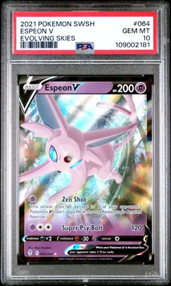 Pokemon Espeon V 064/203 #64 SWSH Evolving Skies 2021 PSA 10 GEM MINT - Image 3