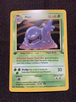 Pokemon TCG Fossil Set Muk 13 / 62 Rare Holo-Foil 1st Edition - Image 1