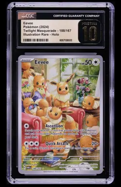 ‼Eevee Pokemon (2024) Twilight Masquerade - 188/167 GRADE 10 PRISTINE💨 - Image 1