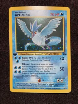 Pokemon TCG Fossil Set Articuno 2/62 Rare Holo 1st Edition - Image 1
