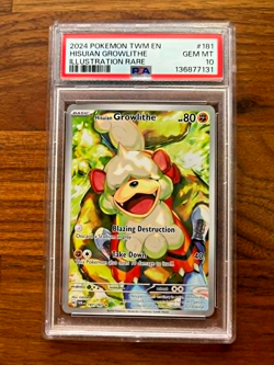 2024 POKEMON TWILIGHT MASQUERADE #181 HISUIAN GROWLITHE ILLUSTRATION RARE PSA 10 - Image 1