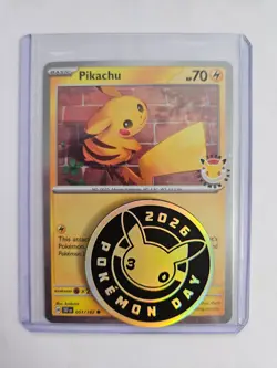 Pikachu 051/162 Pokemon Day 2026 - Anniversary Stamped NM With coin - Image 1