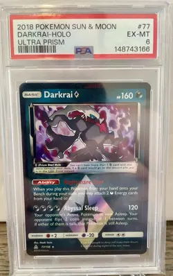 2018 POKEMON SUN & MOON ULTRA PRISM #77 DARKRAI-HOLO PSA 8 - Image 1
