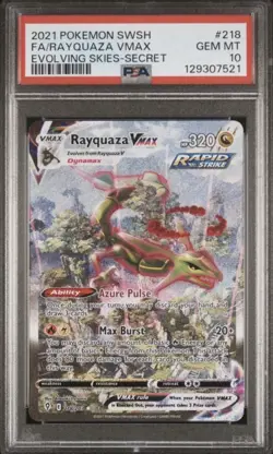 Pokemon Rayquaza VMAX Alternate Art Secret Rare 218/203 Evolving Skies PSA 10 - Image 1