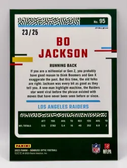 2023 Donruss Optic BO JACKSON #95 Black Pandora SSP #/25 🔥🔥🔥 - Image 2