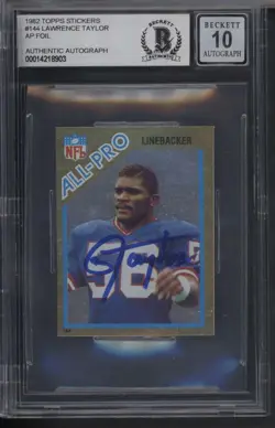 1982 Topps Stickers #144 Lawrence Taylor RC BGS AUTO 10 Autographed BAS C73005 - Image 1