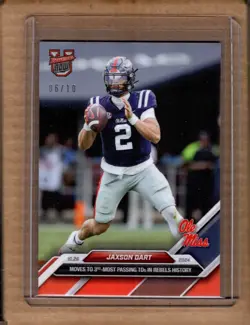 2024 Topps Now Bowman U Football 32 Jaxson Dart Red /10 Ole Miss Rebels - Image 1