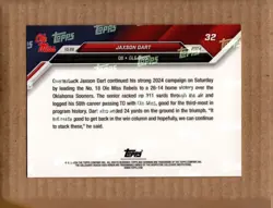 2024 Topps Now Bowman U Football 32 Jaxson Dart Red /10 Ole Miss Rebels - Image 3