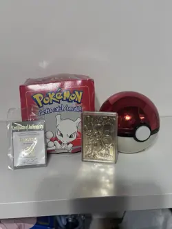 Two 1999 Pokemon 23K Burger King gold plated trading card Mewtwo PoliWhirl - Image 2