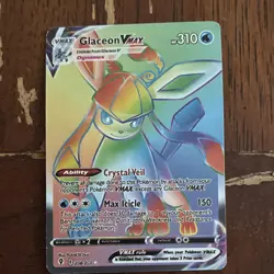 Glaceon VMAX Secret Rare 208/203 SWSH07 Holo Pokemon TCG Card - Image 1