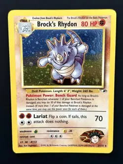 Brock's Rhydon 2/132 Rare Holo Gym Heroes HALF SWIRL + HOLO BLEED - Image 1