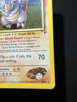 Brock's Rhydon 2/132 Rare Holo Gym Heroes HALF SWIRL + HOLO BLEED - Image 3