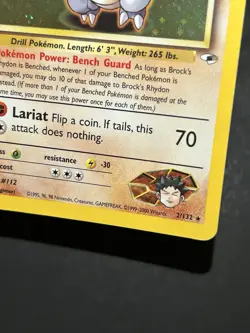 Brock's Rhydon 2/132 Rare Holo Gym Heroes HALF SWIRL + HOLO BLEED - Image 4