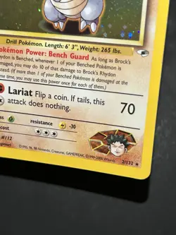 Brock's Rhydon 2/132 Rare Holo Gym Heroes HALF SWIRL + HOLO BLEED - Image 5