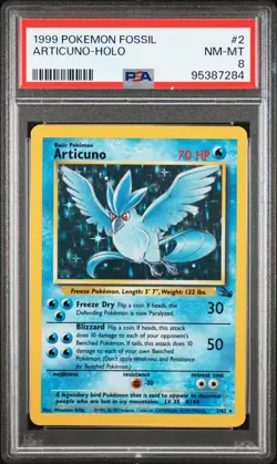 1999 POKEMON FOSSIL #2 ARTICUNO-HOLO PSA 8 - Image 1