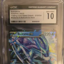Suicune ex CGC 10 Classic Collection 010/034 Holo Full Art Pokemon TCG 2023 - Image 1
