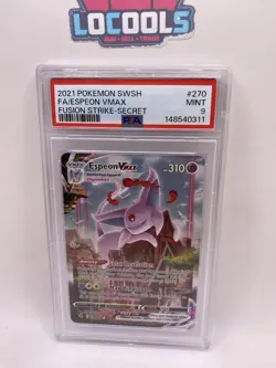 2021 POKEMON SWORD & SHIELD FUSION STRIKE SECRET #270 FULL ART/ESPEON VMAX PSA 9 - Image 1