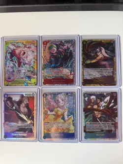 English One Piece TCG Lot - 6 Cards - NM - holos (Op15,Op14,Op13,Op06 & Eb04) - Image 1
