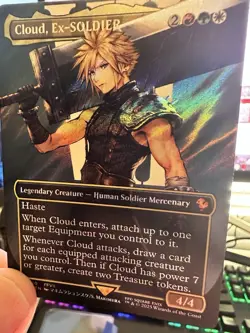 Magic The Gathering MTG Final Fantasy Cloud, Ex-SOLDIER Borderless Surge Foil - Image 1