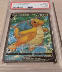 PSA 10 GEM MINT Dragonite V Pokemon GO Full Art Holo 2022 Pokemon 076/078 - Image 2