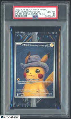 2023 Pokemon SVP EN Pokemon X Van Gogh Pikachu Grey Felt Hat Pack PSA 10 - Image 1